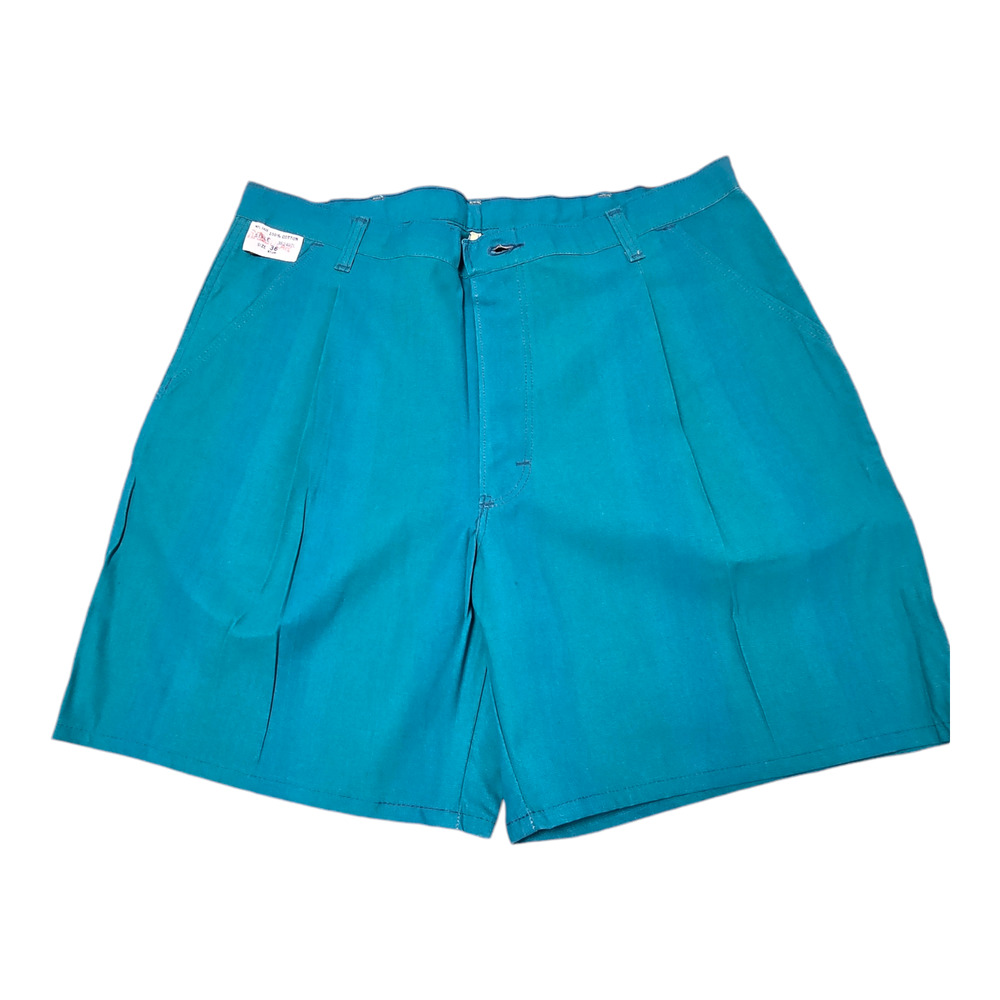 Wrangler Turquoise pleated Shorts 36 irregular 100% Cotton Stiff material